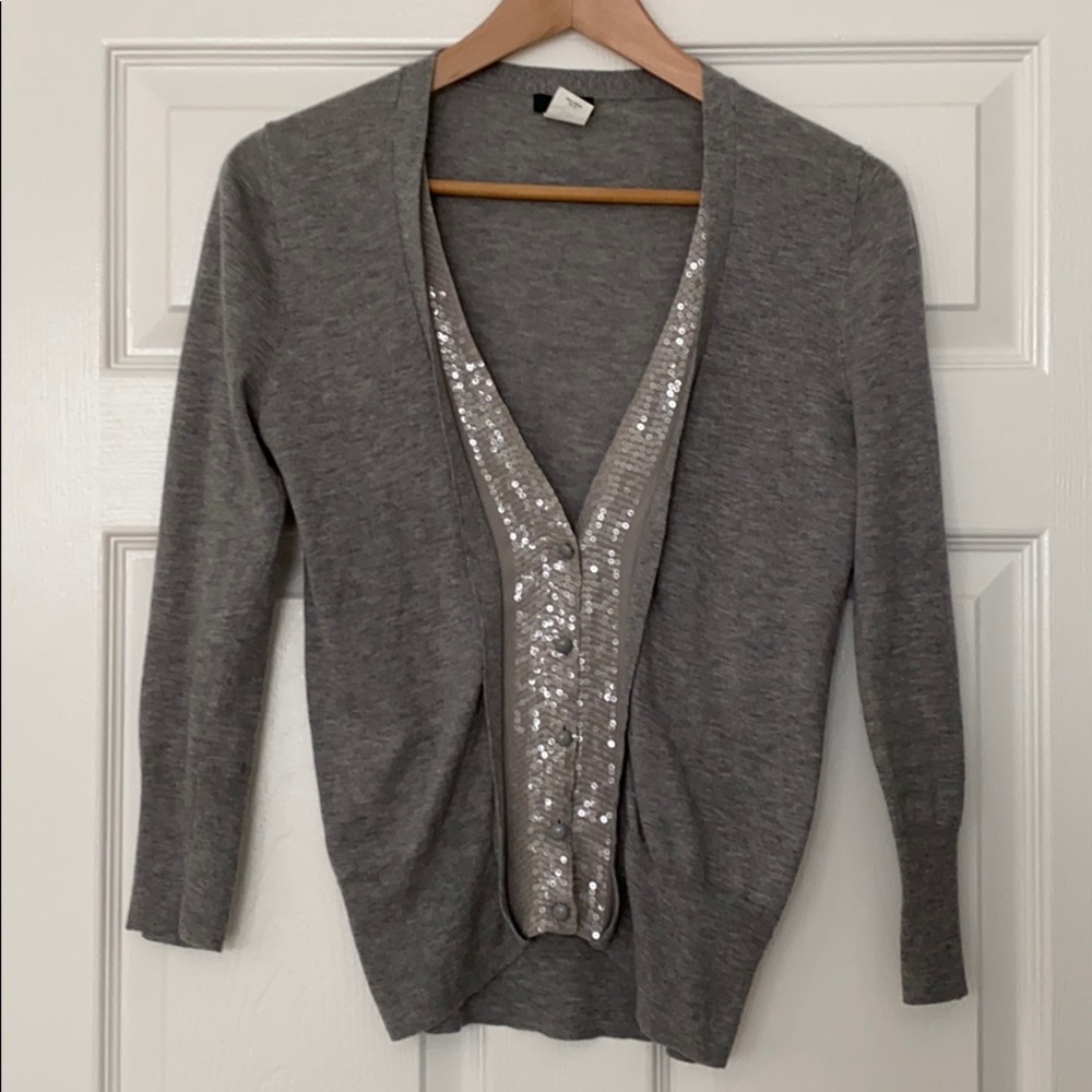 J.Crew Grey Sequin Cardigan